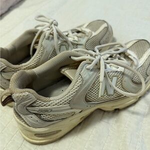 New Balance Cream and White Running Shoes